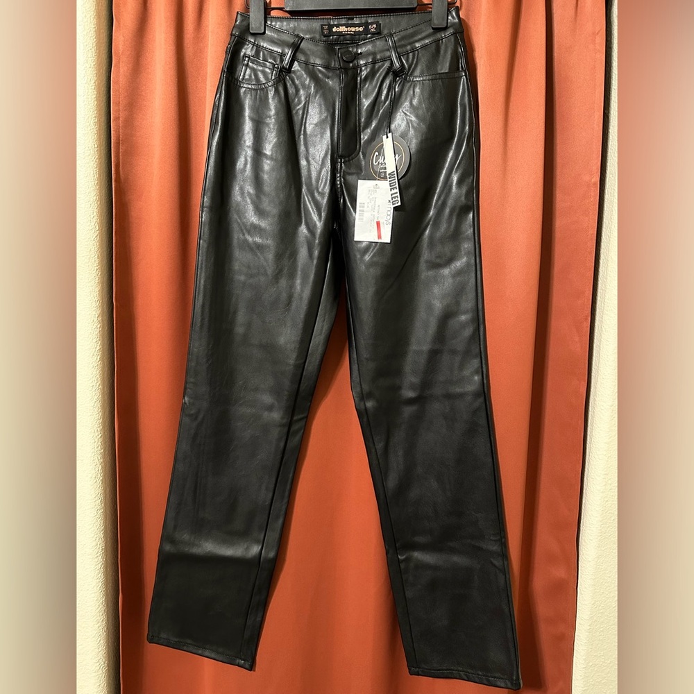NWT Dollhouse Black Faux Leather Pants Womens 27 Juniors 5/6